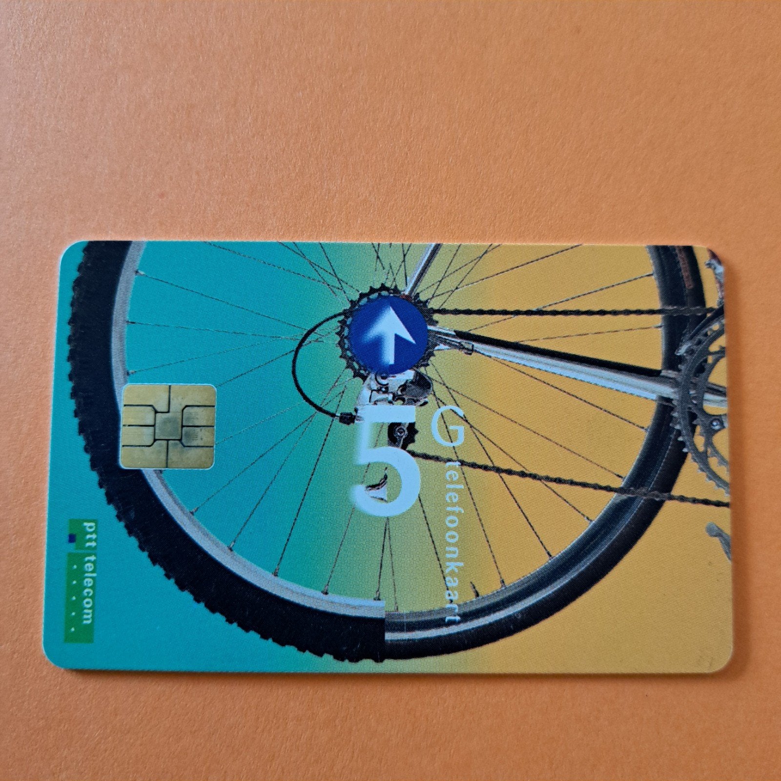 PTT Telecom Telefoonkaart Fietswiel 5 Gulden, Verzamelen, Telefoonkaarten, Ophalen of Verzenden, Nederland