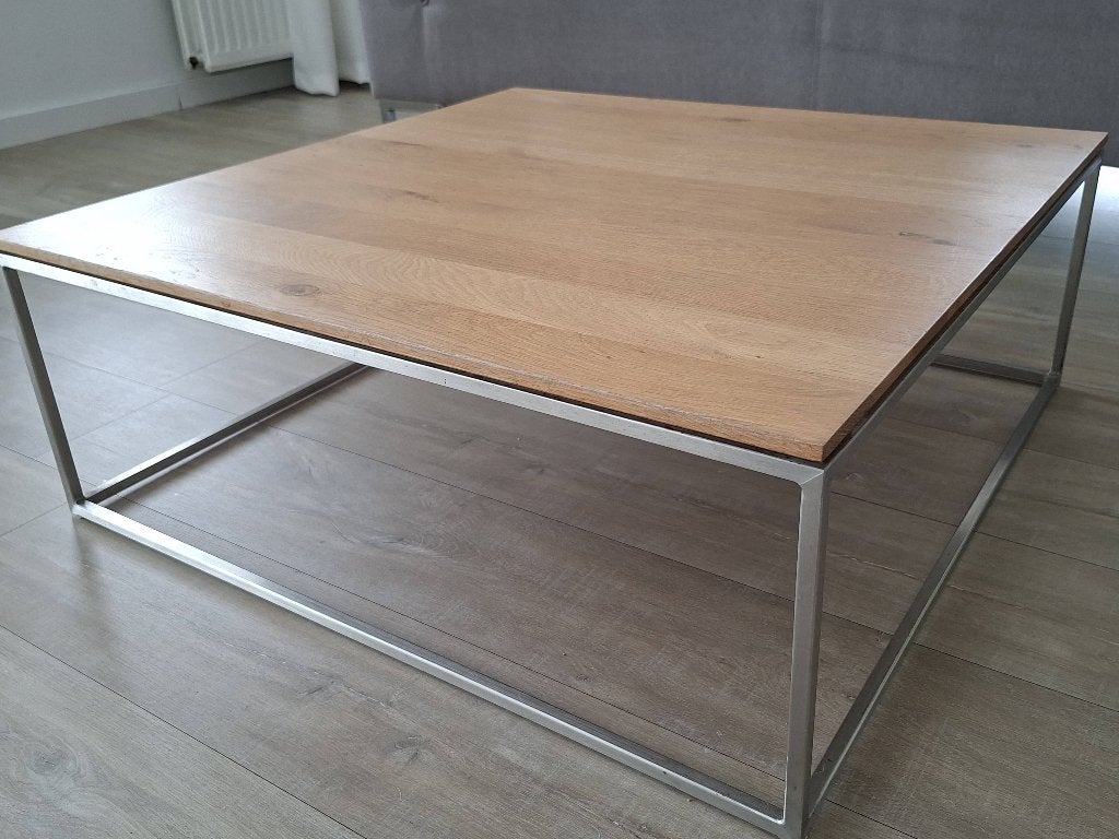 Salontafel licht Eiken design, Ophalen, 50 tot 100 cm, Vierkant, 50 tot 100 cm