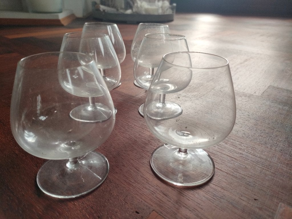 Vintage cognac glazen kristal 6x, Ophalen