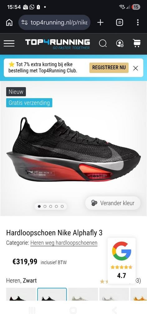 Hardloopschoen Nike Alphafly 3 - Maat 44, Ophalen of Verzenden, Zo goed als nieuw