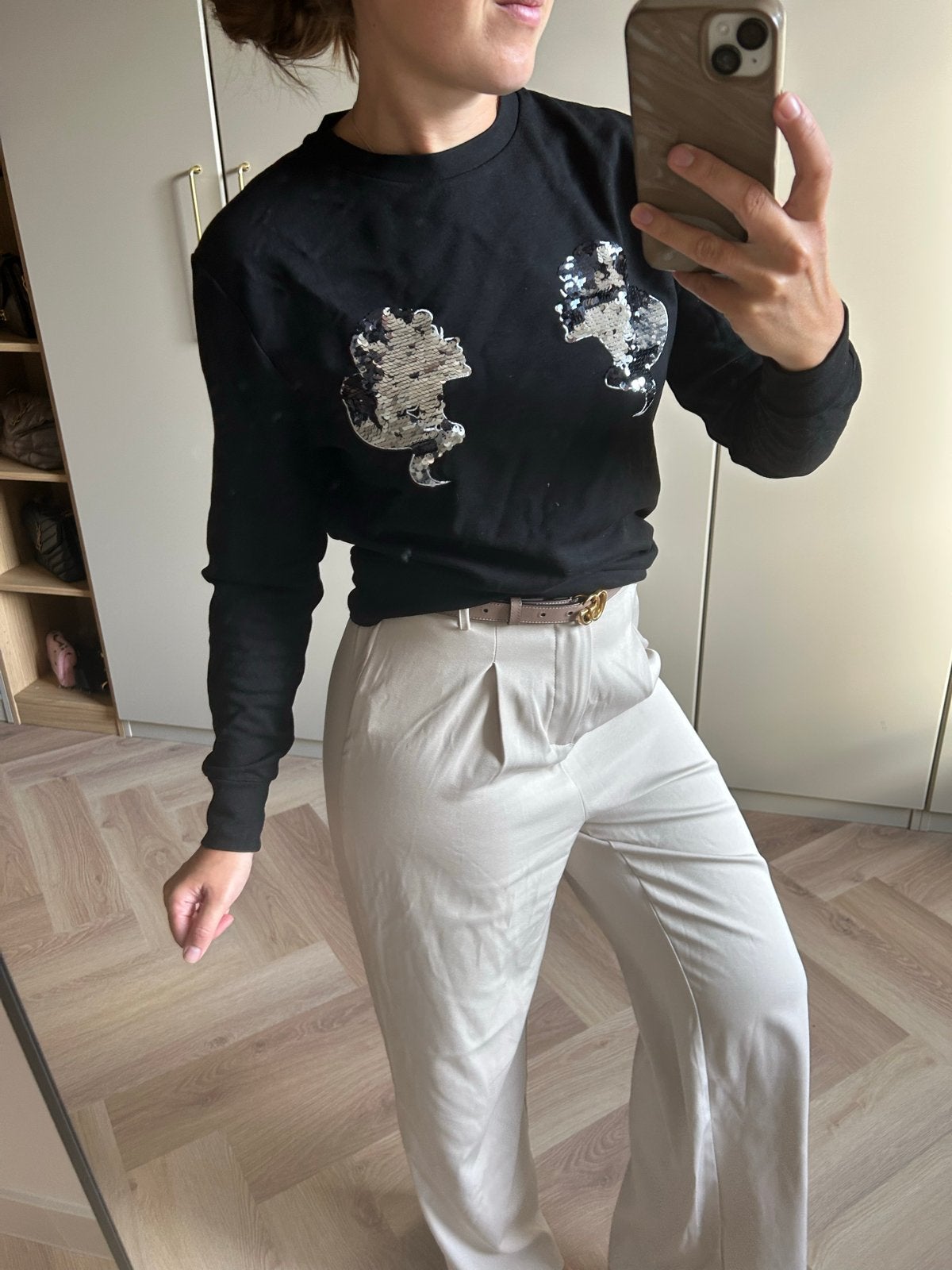 Reinders trui met pailletten, maat S, Kleding | Dames, Verzenden, Zwart, Zo goed als nieuw, Lange mouw