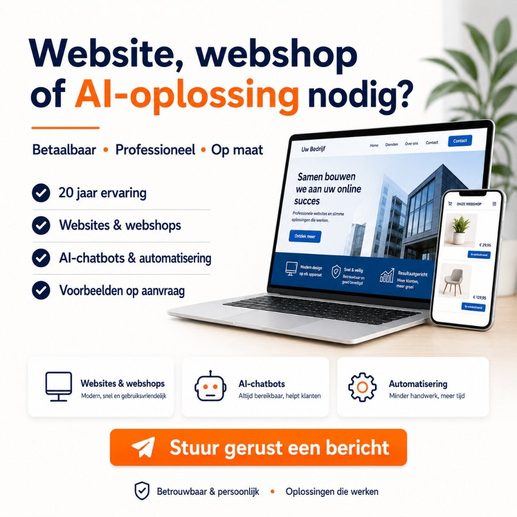 Betaalbare website, webshop of AI-oplossing op maat, Webdesign
