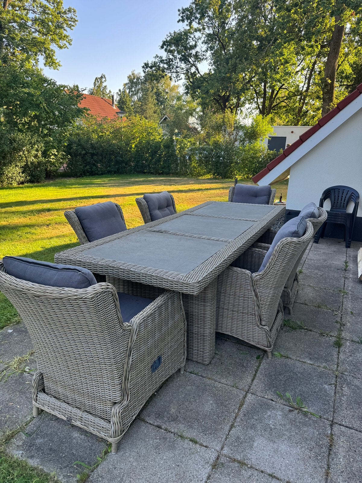 Tuinset 6 persoons tuintafel tuinstoelen, Ophalen of Verzenden, Gebruikt, Aluminium, Tuinset
