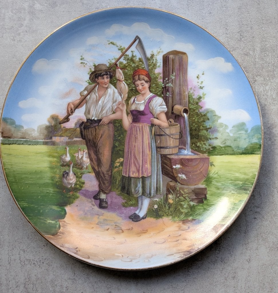 Decoratieve wandplaat met landelijk tafereel, Ophalen of Verzenden