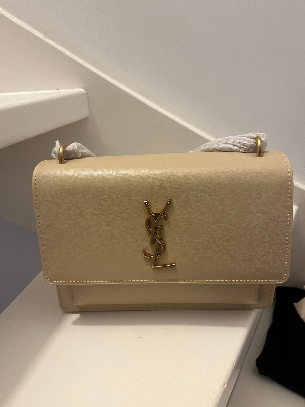 Nieuwe YSL Tas van Echt Leer, Verzenden, Nieuw, Beige, Schoudertasje