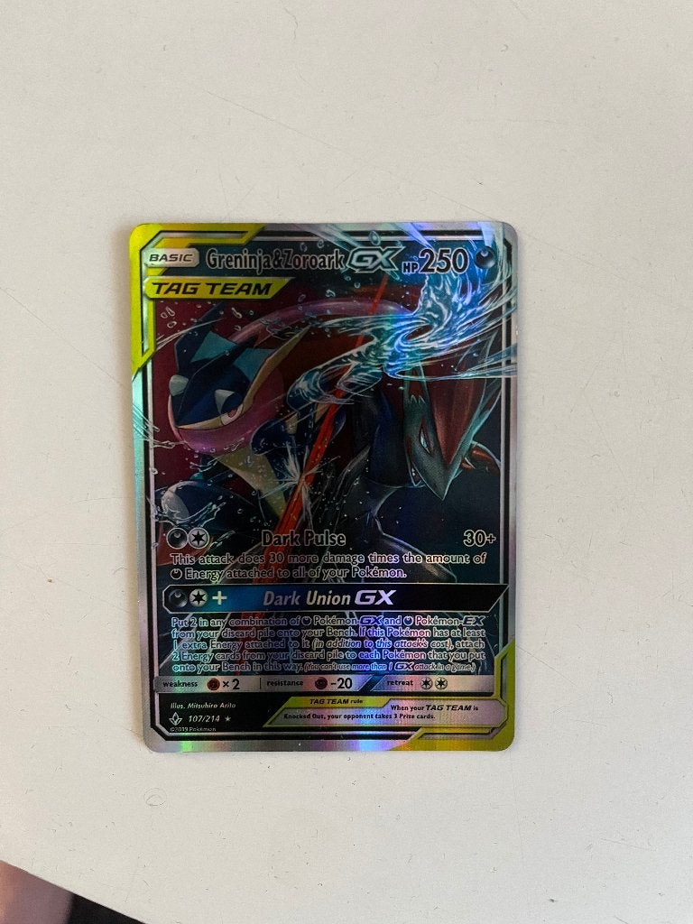 Greninja&Zoroak GX pokemon, Ophalen of Verzenden, Zo goed als nieuw, Losse kaart