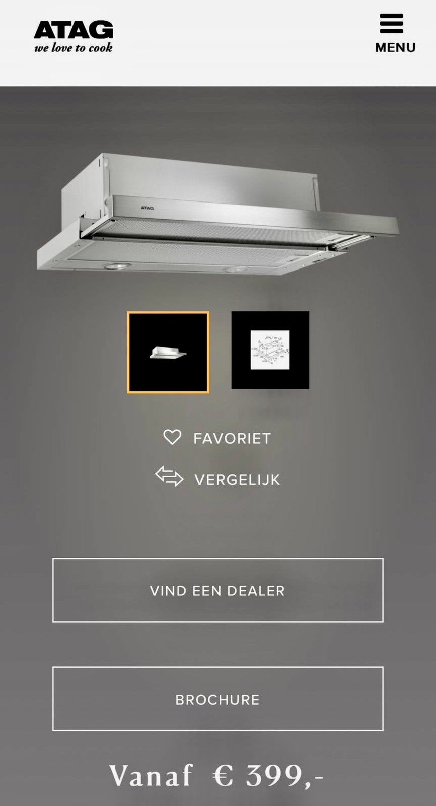 Nieuwe ATAG VLAKSCHERM AFZUIGKAP (60 CM) WV60211AM, Witgoed en Apparatuur, Afzuigkappen, Motor, Nieuw, Ophalen of Verzenden, Inbouw