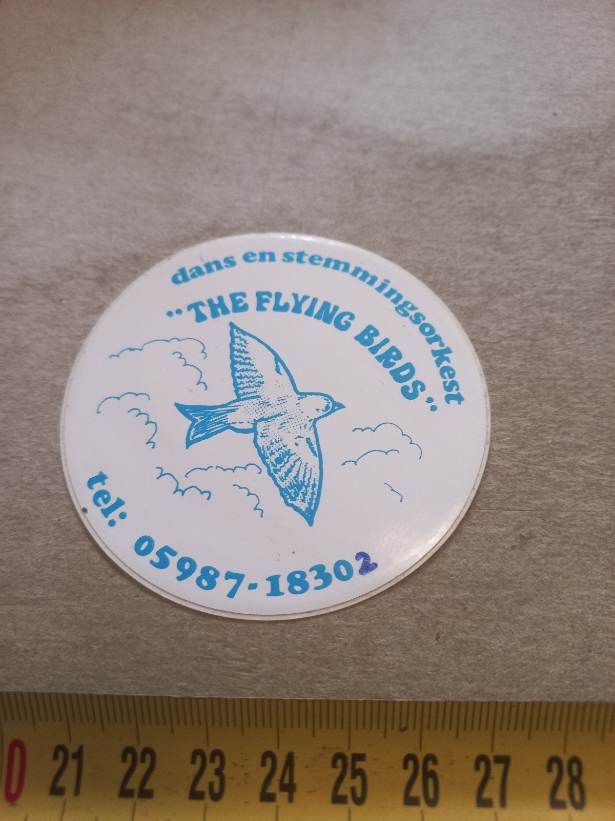 blauw sticker "The Flying Birds" dans- en stemmingsorkest, Ophalen of Verzenden, Gebruikt
