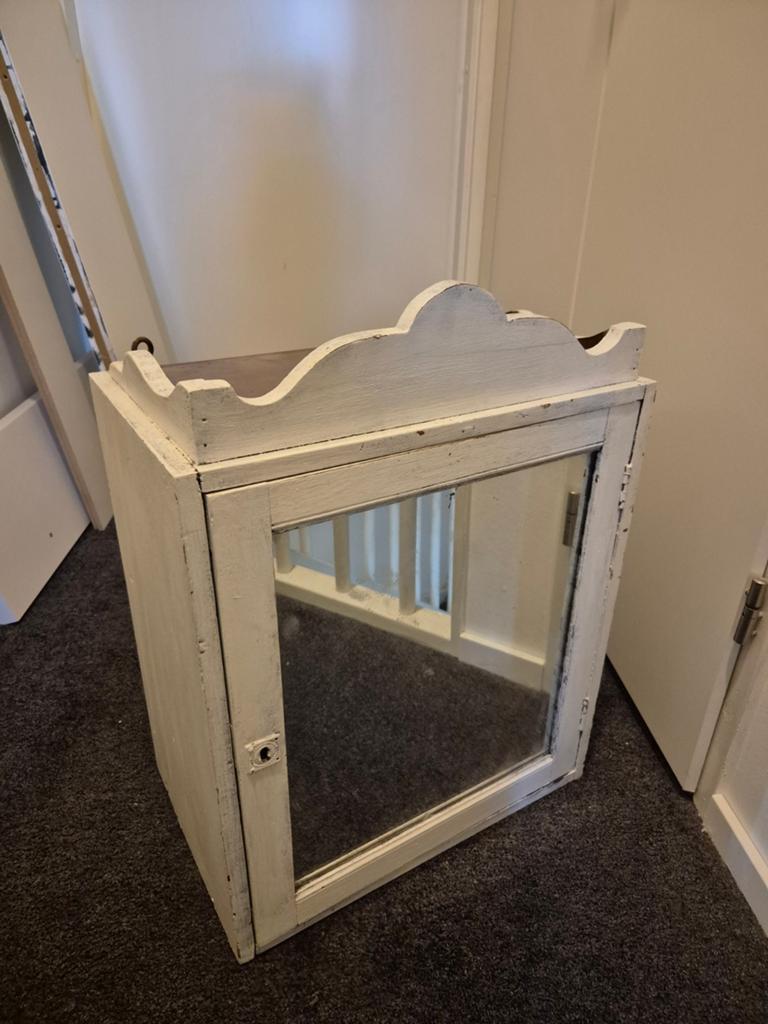 Oud sta- of hangkastje spiegelkastje brocante, Ophalen, Rechthoekig, Minder dan 50 cm, Minder dan 100 cm