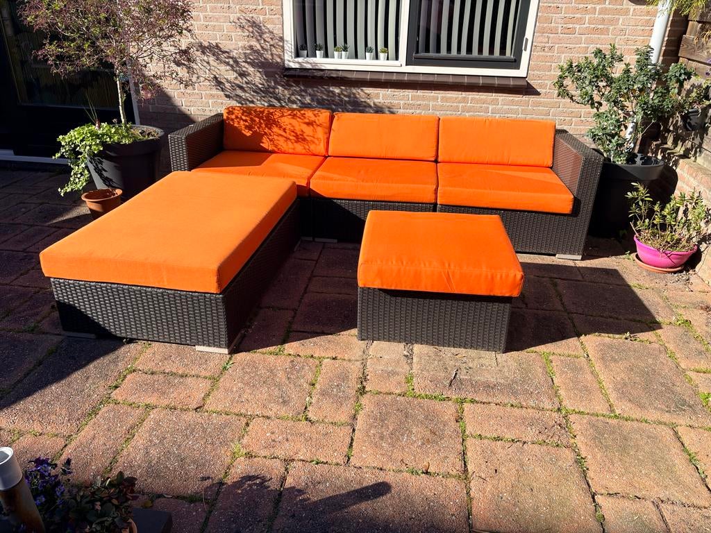 Oranje tuinkussens voor loungeset, Ophalen, Gebruikt