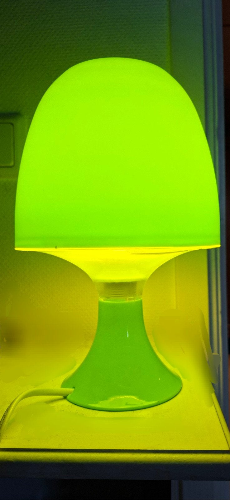 Groene paddestoel tafellamp - sfeervolle verlichting, Gebruikt, Ophalen of Verzenden, Minder dan 50 cm, Kunststof