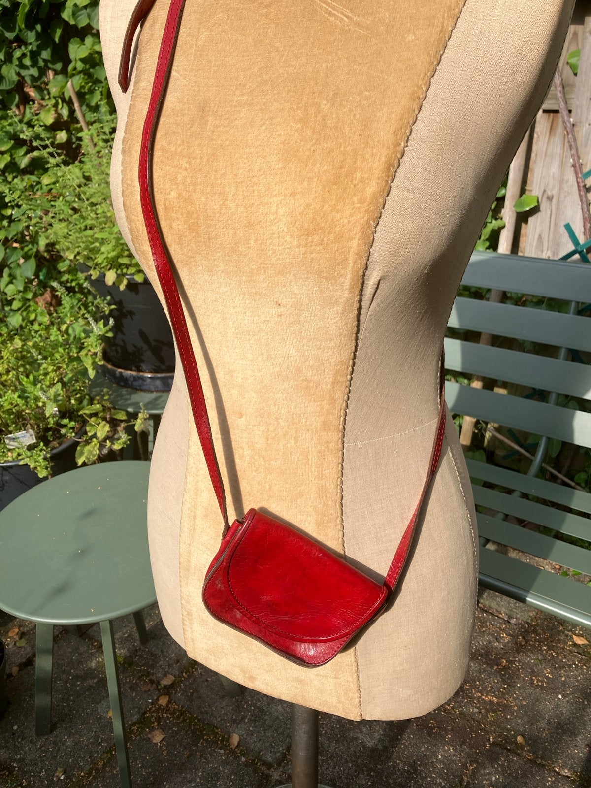 Vintage Rood Leren Schoudertasje - Klein en Stijlvol, Ophalen of Verzenden, Gebruikt, Rood, Schoudertasje