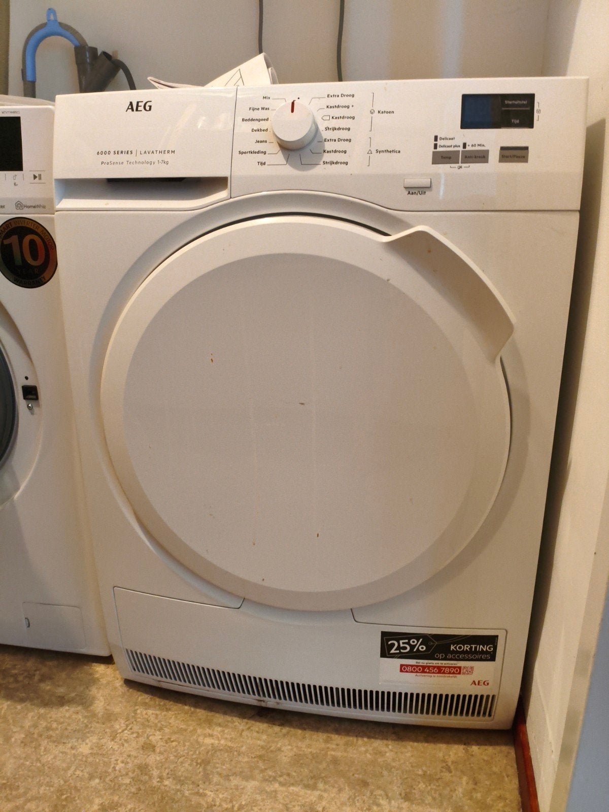 ZWOLLE.   AEG Lavatherm T6DB72KP Condensdroger - 7kg, Ophalen, 6 tot 8 kg, Gebruikt, Voorlader