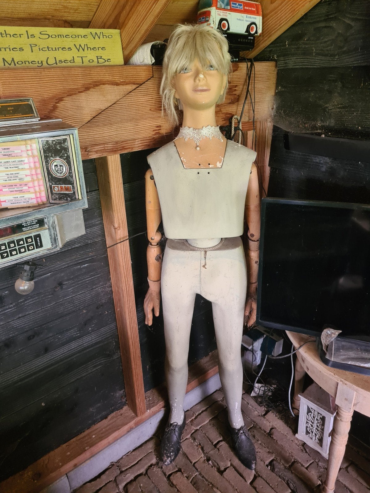 Vintage Paspop met Houten Ledematen - Decoratief, Antiek en Kunst, Ophalen