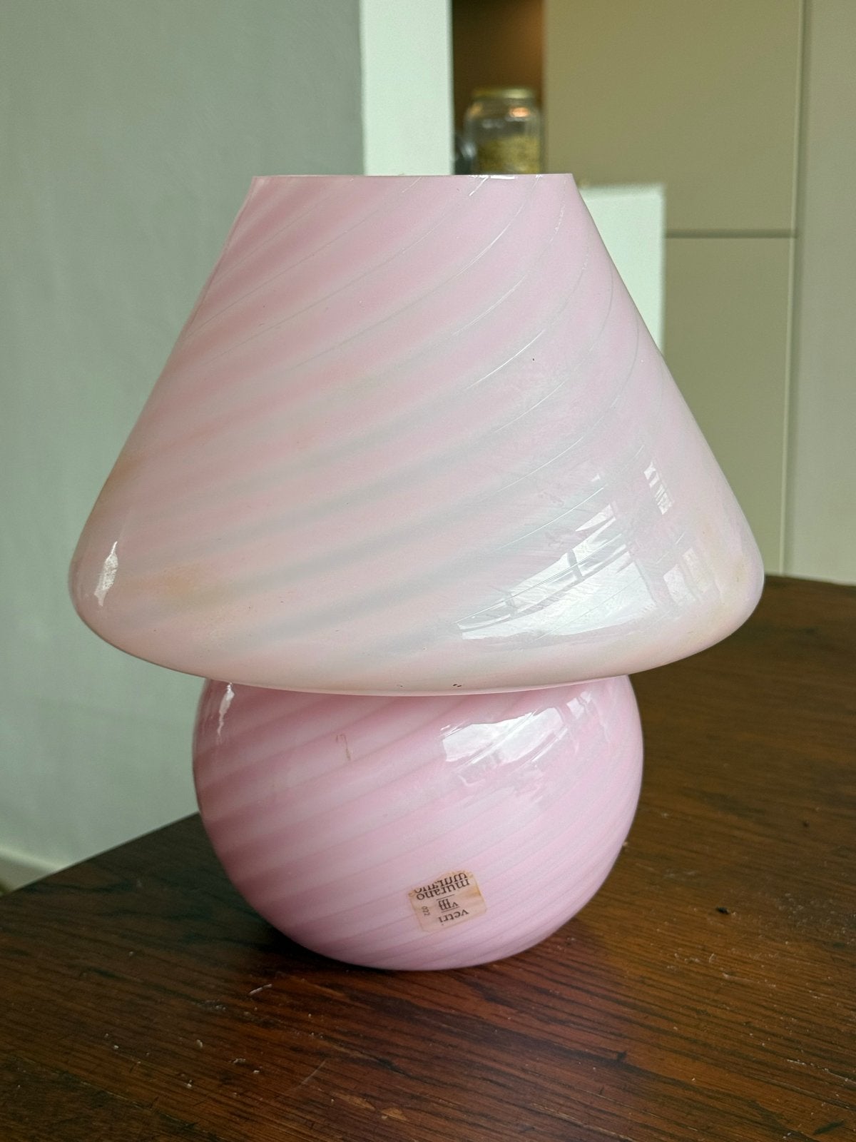 Vintage Murano paddestoel lamp - roze - perfecte staat, Ophalen