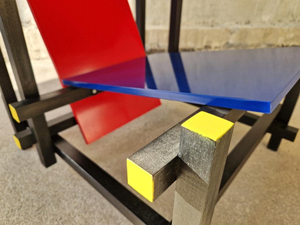 Vintage Rietveld Stoel | Rood Blauw | 1980s, Huis en Inrichting, Ophalen, Gebruikt, -, Blauw