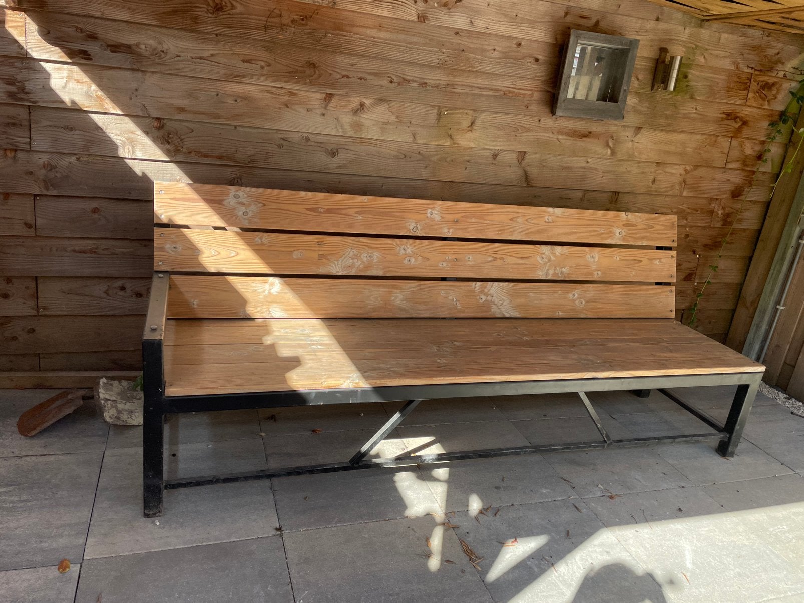 Houten stalen bank, Ophalen, Gebruikt, Hout