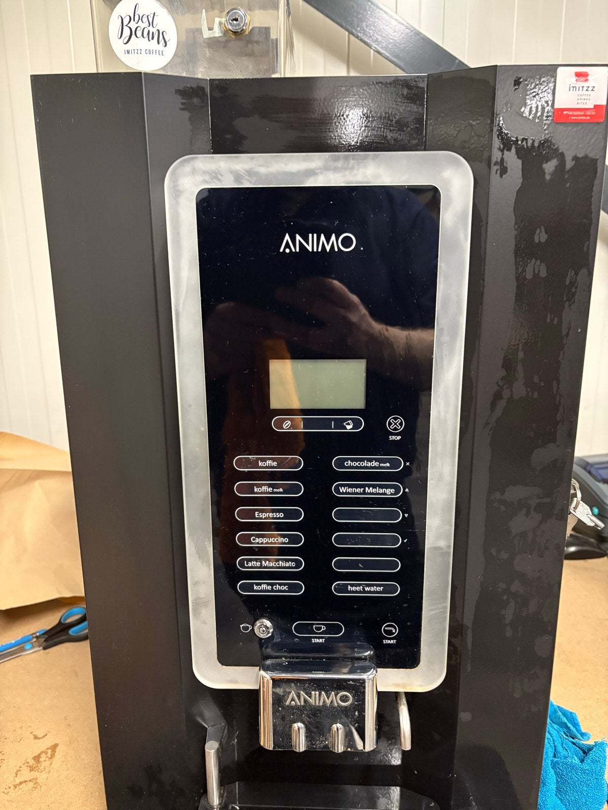 Animo koffiemachine met chocolademelk voor onderdelen, Witgoed en Apparatuur, Ophalen, Niet werkend, Koffiemachine, Koffiebonen