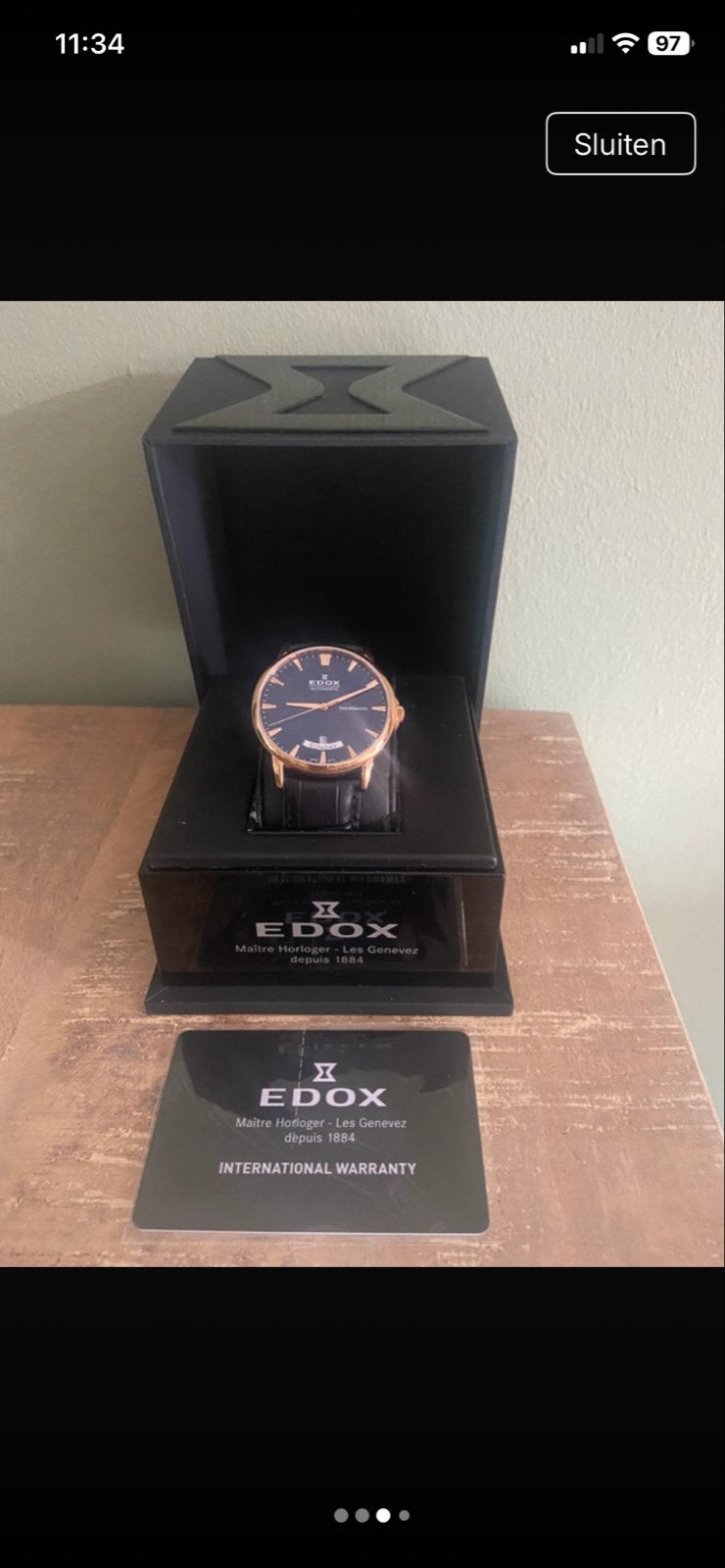 Edox Les Bemonts 83105 37R - Blauw Horloge 42MM, Overige materialen, Leer, Polshorloge, Nieuw