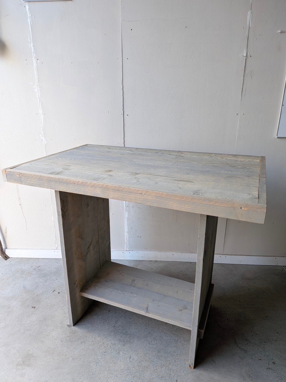 Stevige steigerhouten bartafel / statafel greywash, Ophalen of Verzenden