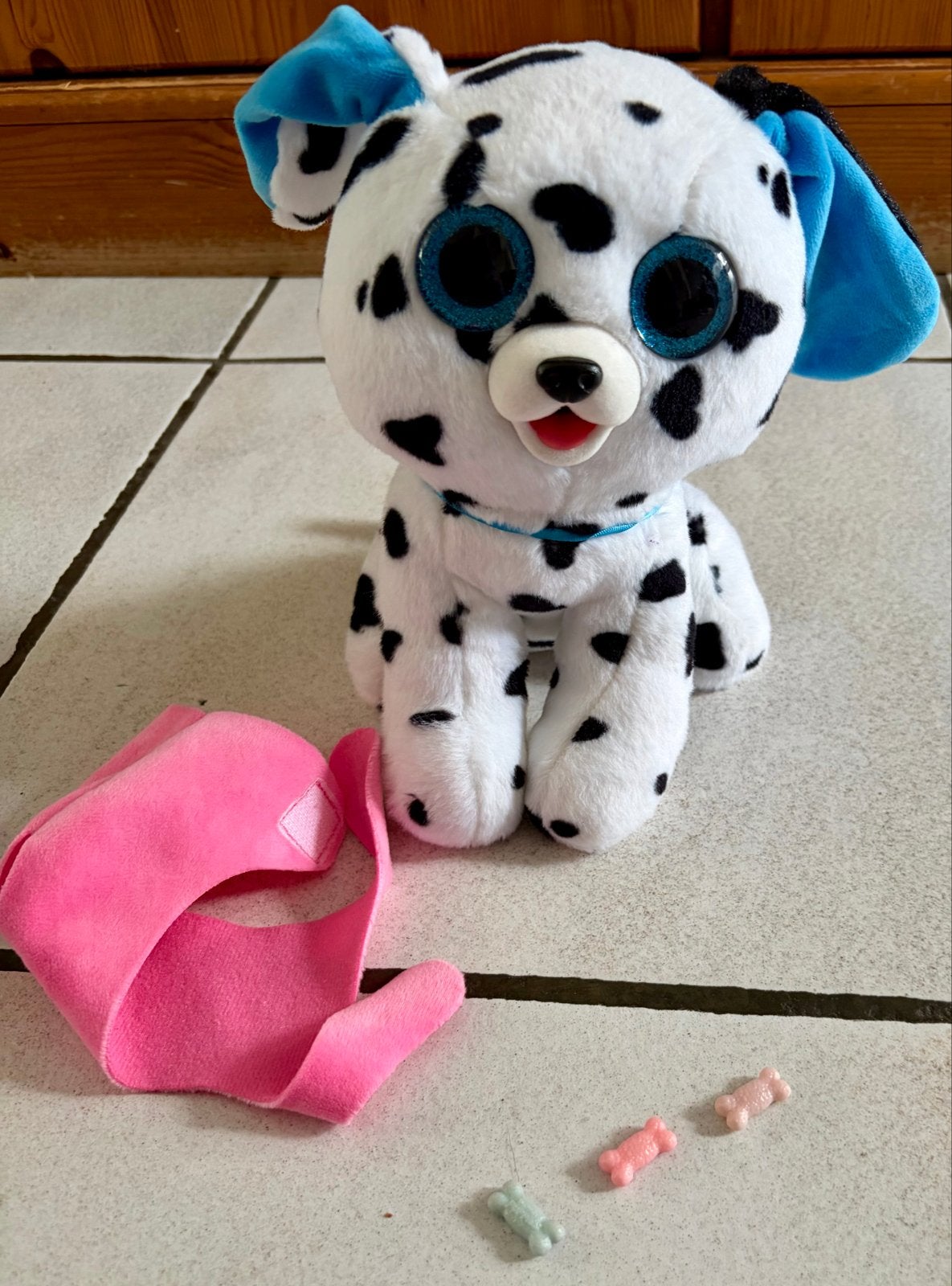 Dalmatiër, echte huisdier-hondenpuppy, speelknuffeldier,, Met geluid, Zo goed als nieuw, Middelgroot (20 tot 80 cm), Wit