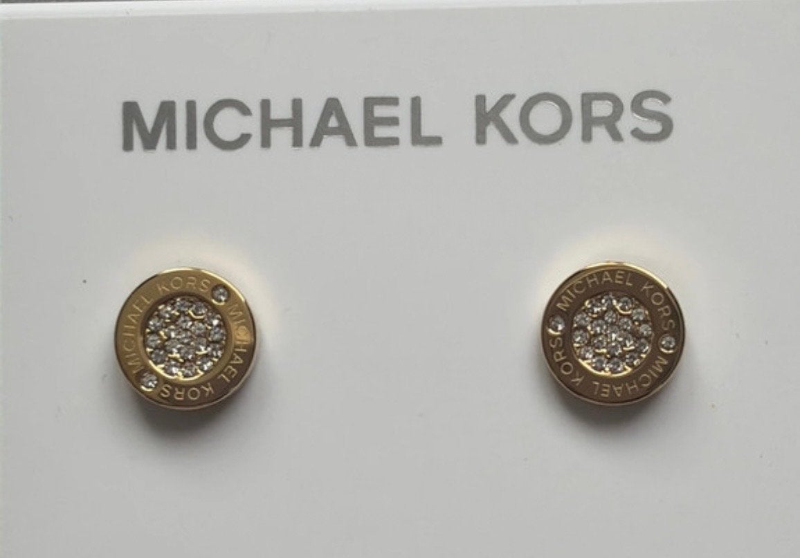 Michael Kors Oorbellen Goudkleurig met Strass, Overige materialen, Nieuw, Ophalen of Verzenden, Knopjes of Stekers