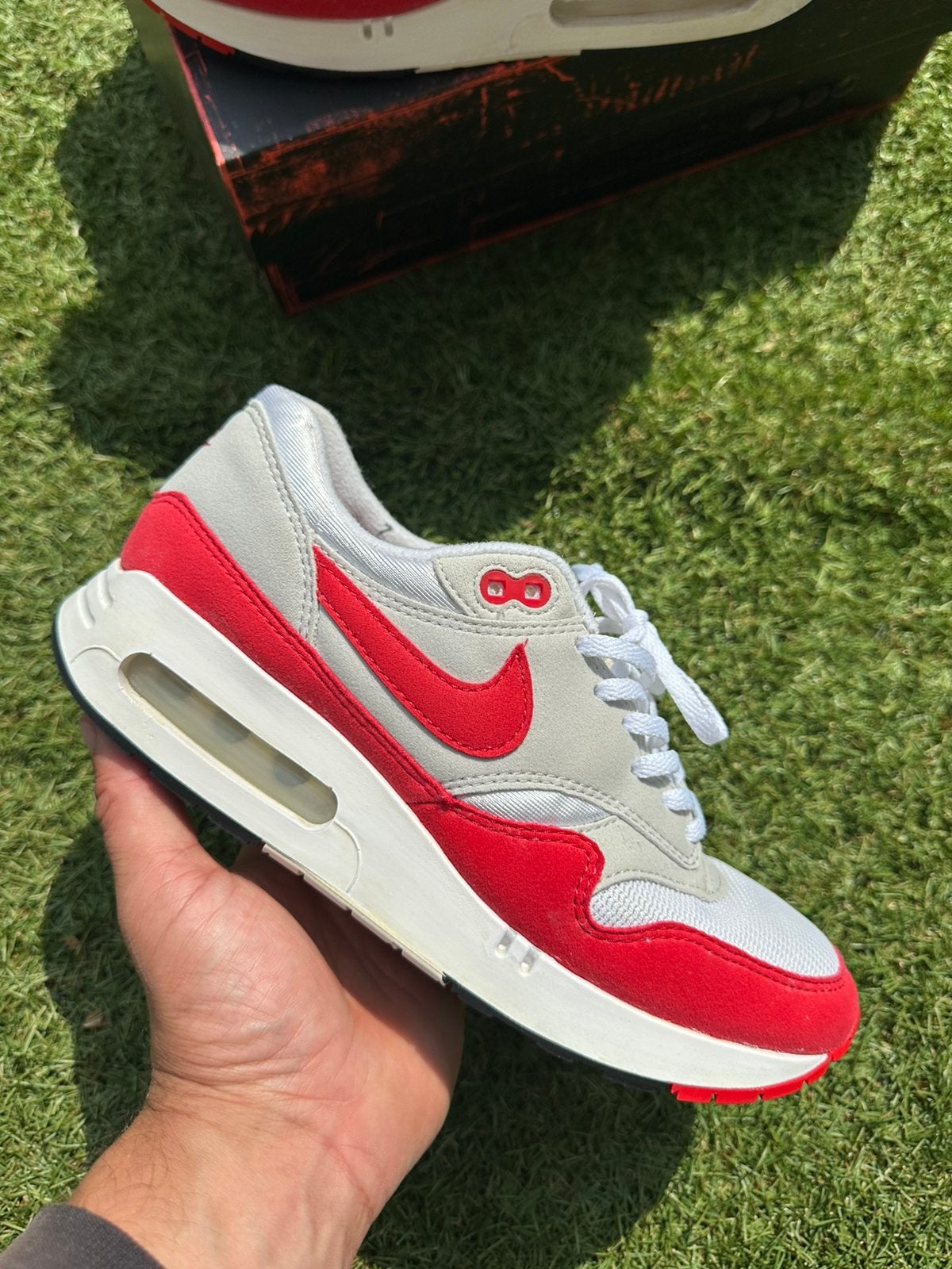 Nike air max 1 ‘86 OG red big bubble Patta wave anniversary, Wit, Ophalen of Verzenden, Sneakers of Gympen, Gedragen