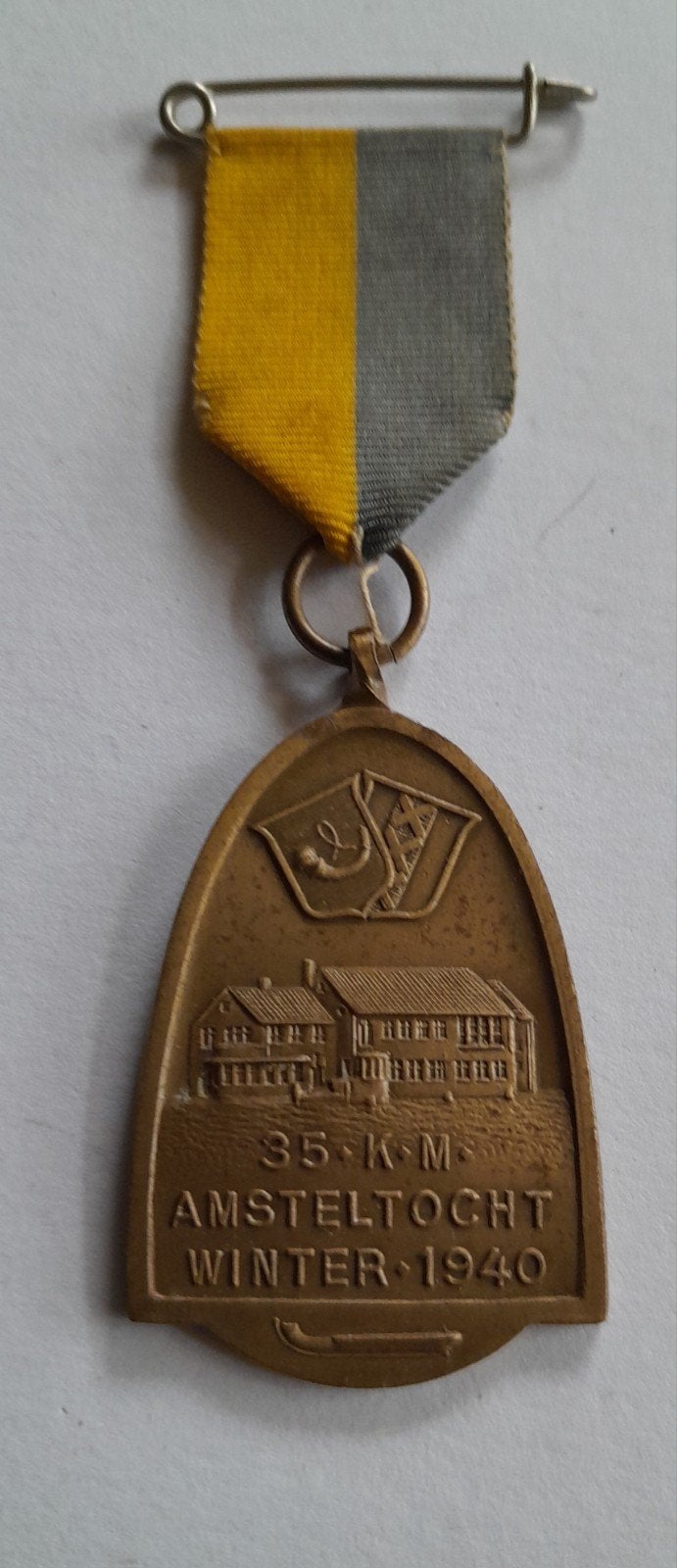 Medaille schaatsen Amsteltocht naar Amsterdam in Febr. 1940., Postzegels en Munten, Ophalen of Verzenden, Overige materialen, Nederland