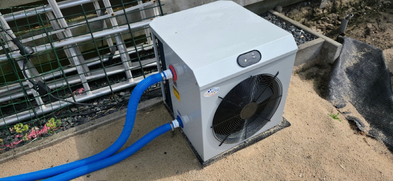 compleet opzetzwembad met warmtepomp, zandfilter en zoutpomp, Ophalen, Gebruikt, 200 tot 300 cm, 80 tot 120 cm