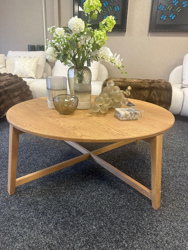 Eiken salon tafel Passé Partout Tube oak, Zo goed als nieuw, Minder dan 50 cm, Eikenhout, Rond