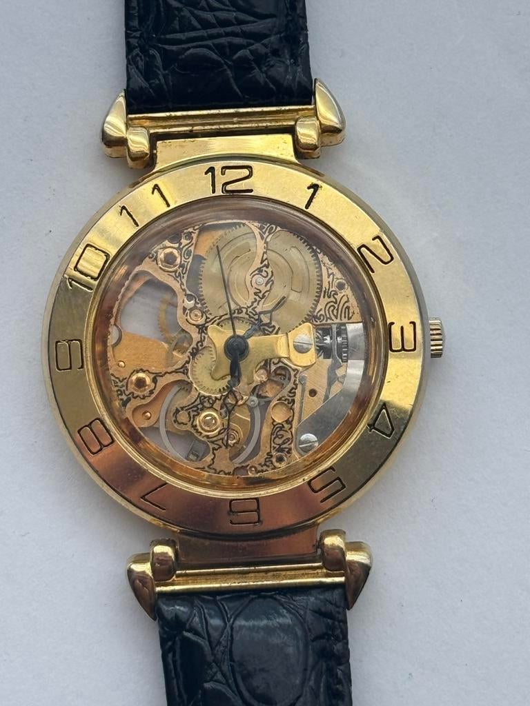 Horloge mechanisch– handopwindbaar goudkleurig–werkt perfect, Ophalen of Verzenden