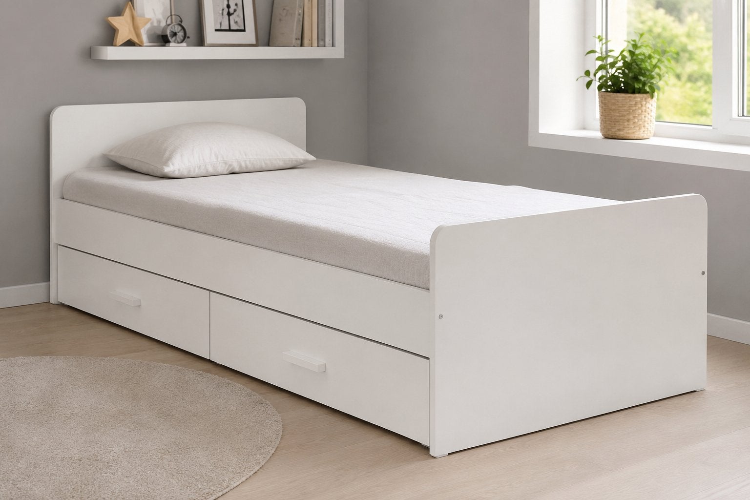 Eenpersoonsbed met stevige lattenbodem (incl. matras opt.), Huis en Inrichting, Slaapkamer | Bedden, Ophalen, Gebruikt, 90 cm