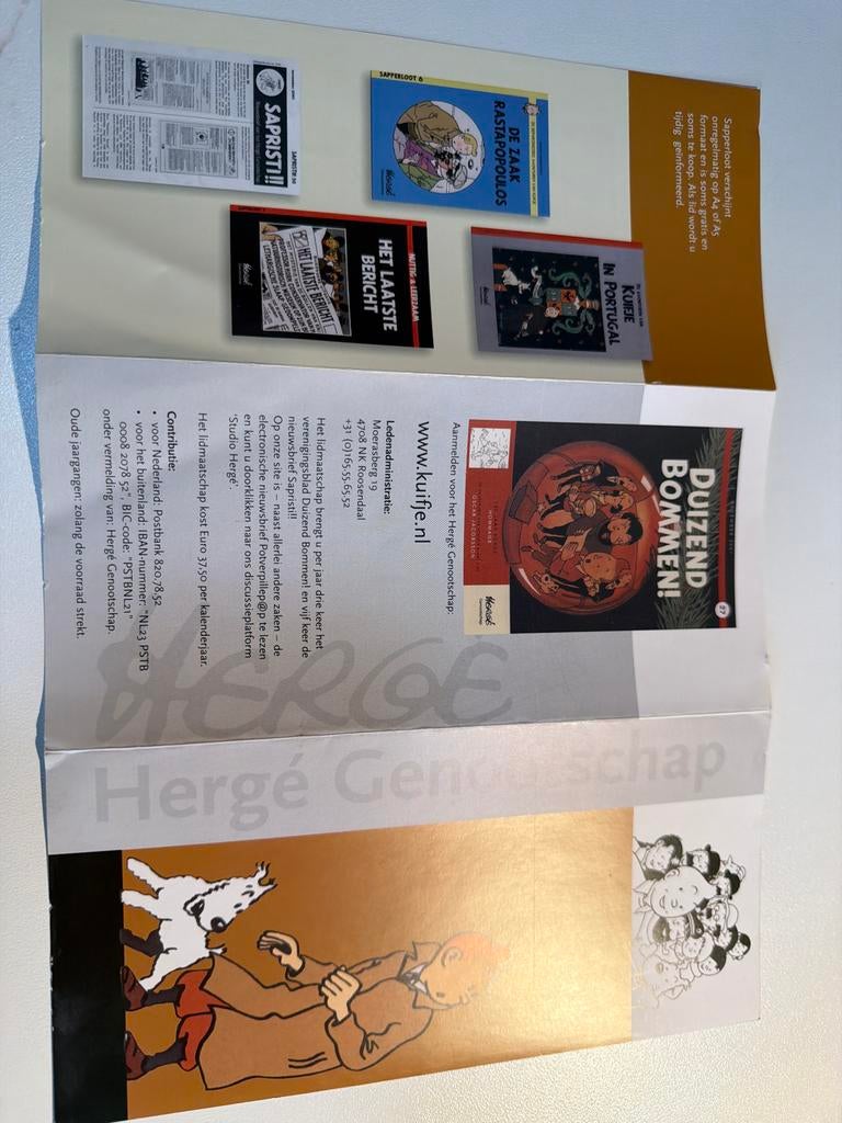 Herge Genootschap Duizend Bommen! stripboek folder, Eén stripboek, Ophalen of Verzenden, Zo goed als nieuw