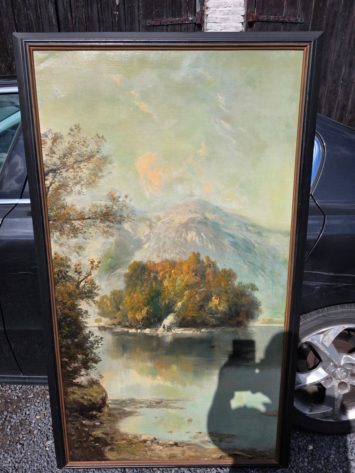 Didier Pouget - Landschap met meer en bergen (1.5 x 0.9 m), Ophalen
