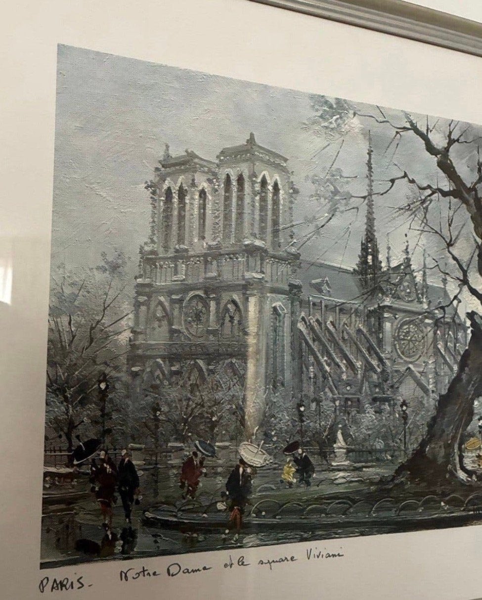 Schilderij Notre Dame Parijs in mooie lijst, Ophalen of Verzenden, Klassiek, Print, Ingelijst