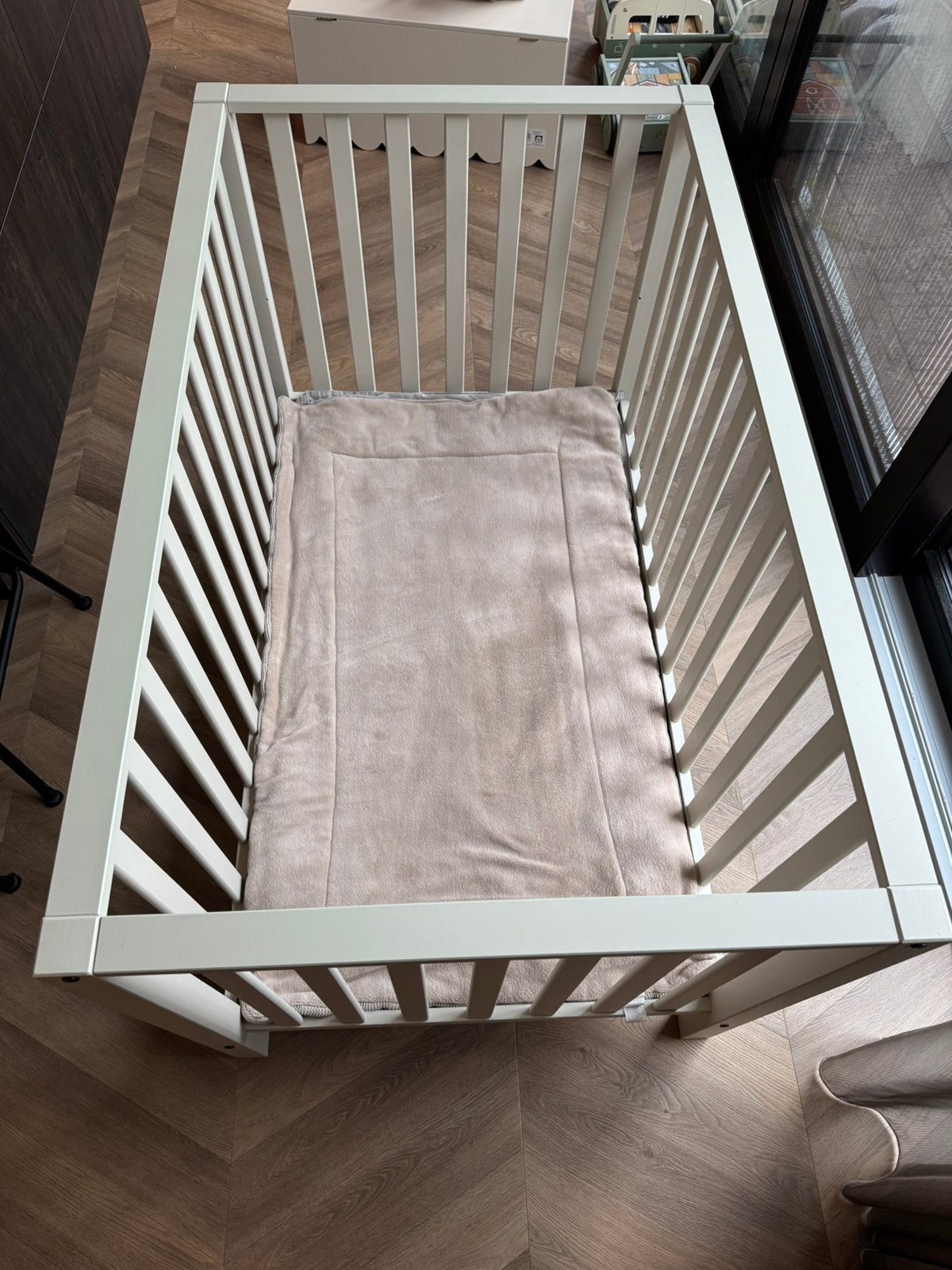 Tweeling box Europe baby casper oatmeal, Ophalen, Gebruikt, Rechthoekig, Boxkleed