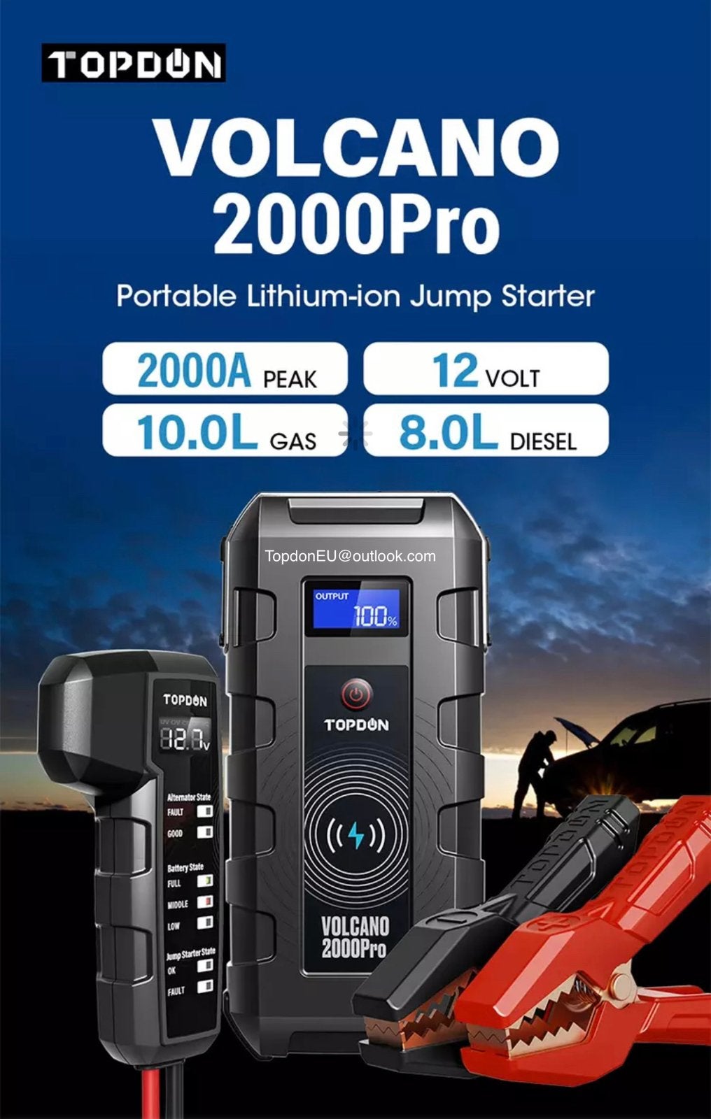 2000 Pro jumpstarter battery pack all-in-one, Ophalen of Verzenden