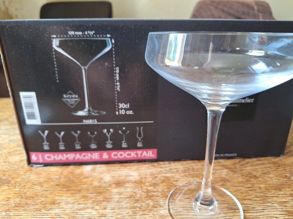 Champagne/ Coctail glasen Kristal glas 6x, Ophalen of Verzenden, Nieuw, Overige typen