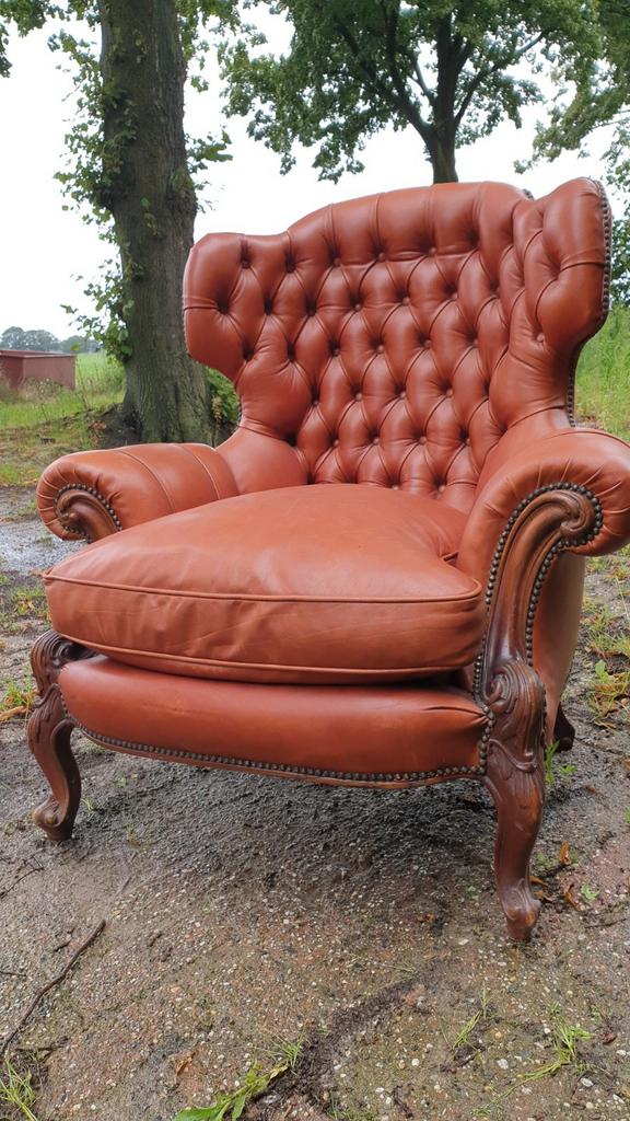 Chesterfield Barok Lederen Fauteuil, Ophalen