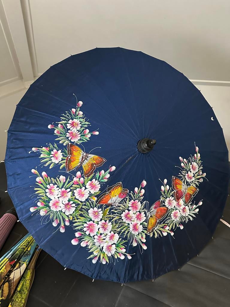 Handgeschilderde Thaise Paraplu - 90cm, Sieraden, Tassen en Uiterlijk, Paraplu's, Ophalen, Nieuw, Overige kleuren