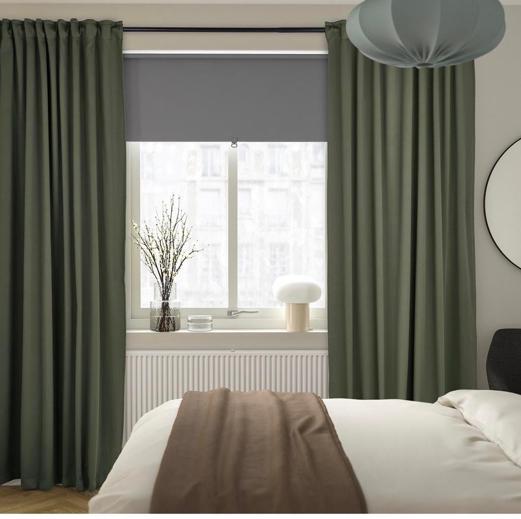 IKEA Verduisterende Gordijnen - Zeegroen/Blauw, Ophalen, 100 tot 150 cm, Zo goed als nieuw, 200 cm of meer