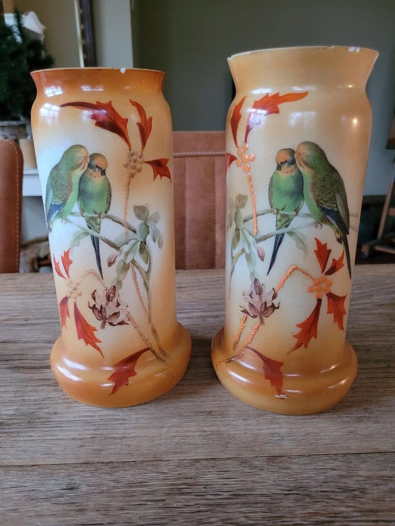 Art nouveau jugendstil franse opaline vazen, Baccarat ??, Antiek en Kunst, Ophalen of Verzenden