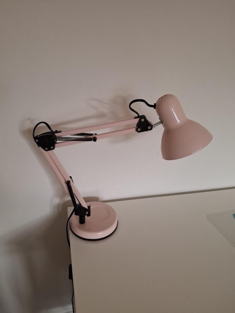 Roze Bureaulamp met Verstelbare Arm, Gebruikt, Ophalen of Verzenden, Minder dan 100 cm, Modern