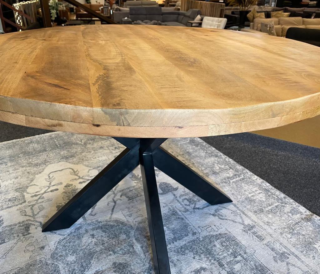 Eettafel rond 100/110/120/130/140/150 met spinpoot €249,-, Overige houtsoorten, Rond, Nieuw, Ophalen of Verzenden
