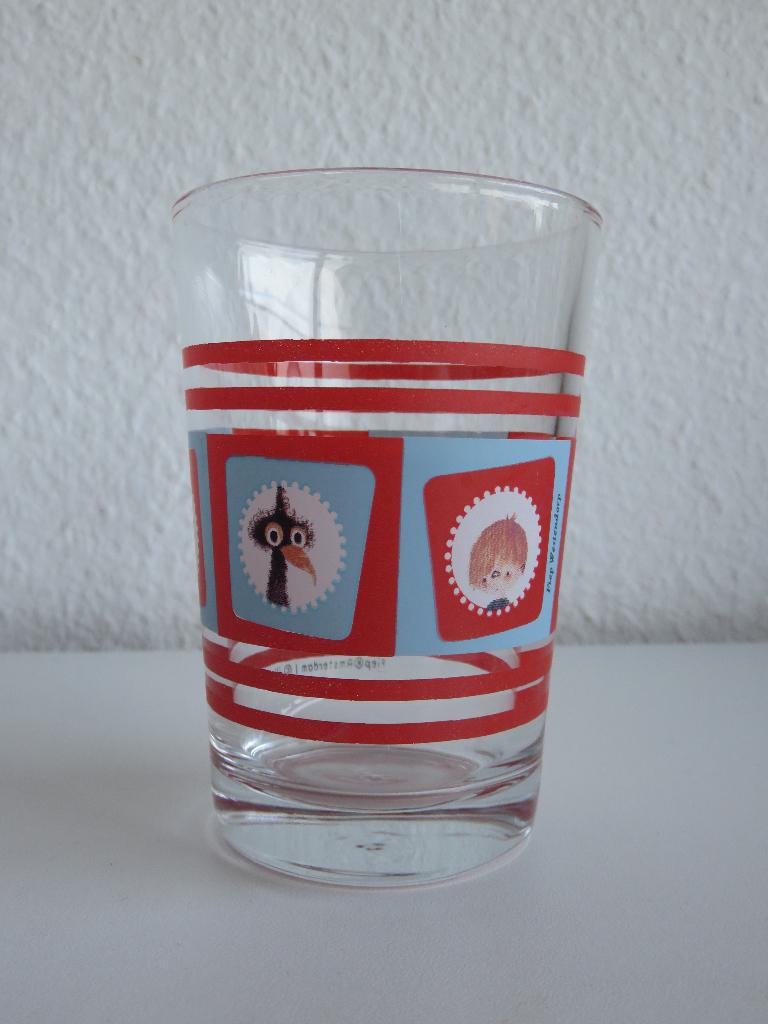 Pluk van de Petteflet Fiep Westendorp glas glaasje rood, Huis en Inrichting, Keuken | Servies, Glas of Glazen, Gebruikt, Ophalen of Verzenden