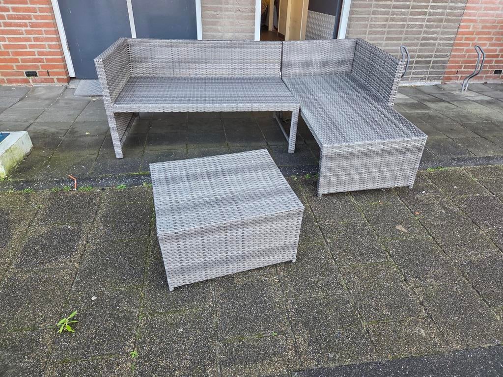 Mooie loungeset van action zonder kussens, Tuin en Terras, Tuinsets en Loungesets, Ophalen, 4 zitplaatsen, Gebruikt, Bank