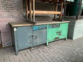 Stoere Industriële Werkbank / Kast / Toonbank, Ophalen of Verzenden