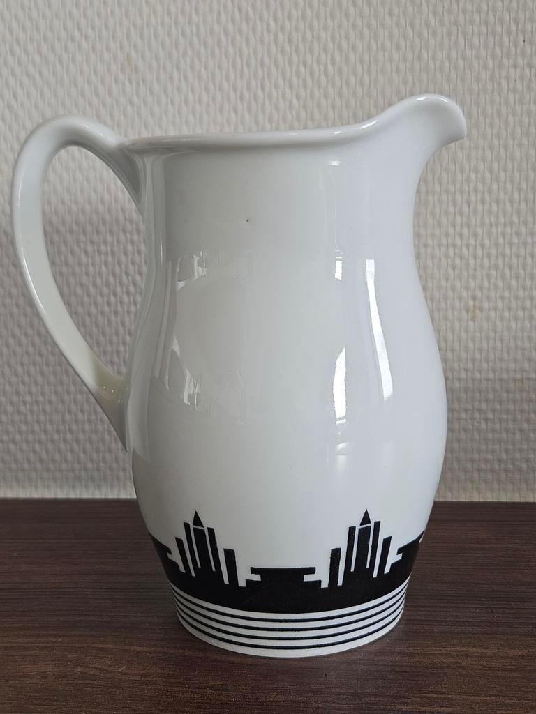Antieke melkset kan beker Mosa Art Deco skyline porselein, Ophalen of Verzenden