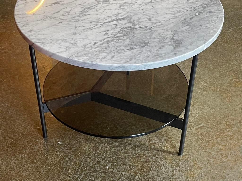 Leolux salontafel Tampa round double marmer, Ophalen, 50 tot 100 cm, Nieuw, Minder dan 50 cm