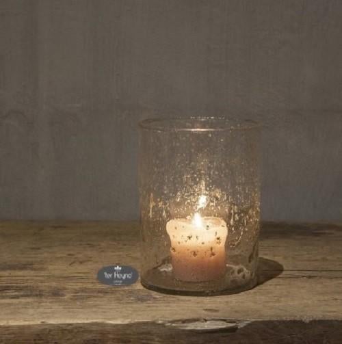 Windlicht bubbles S cilinder glazen stoer sober landelijk